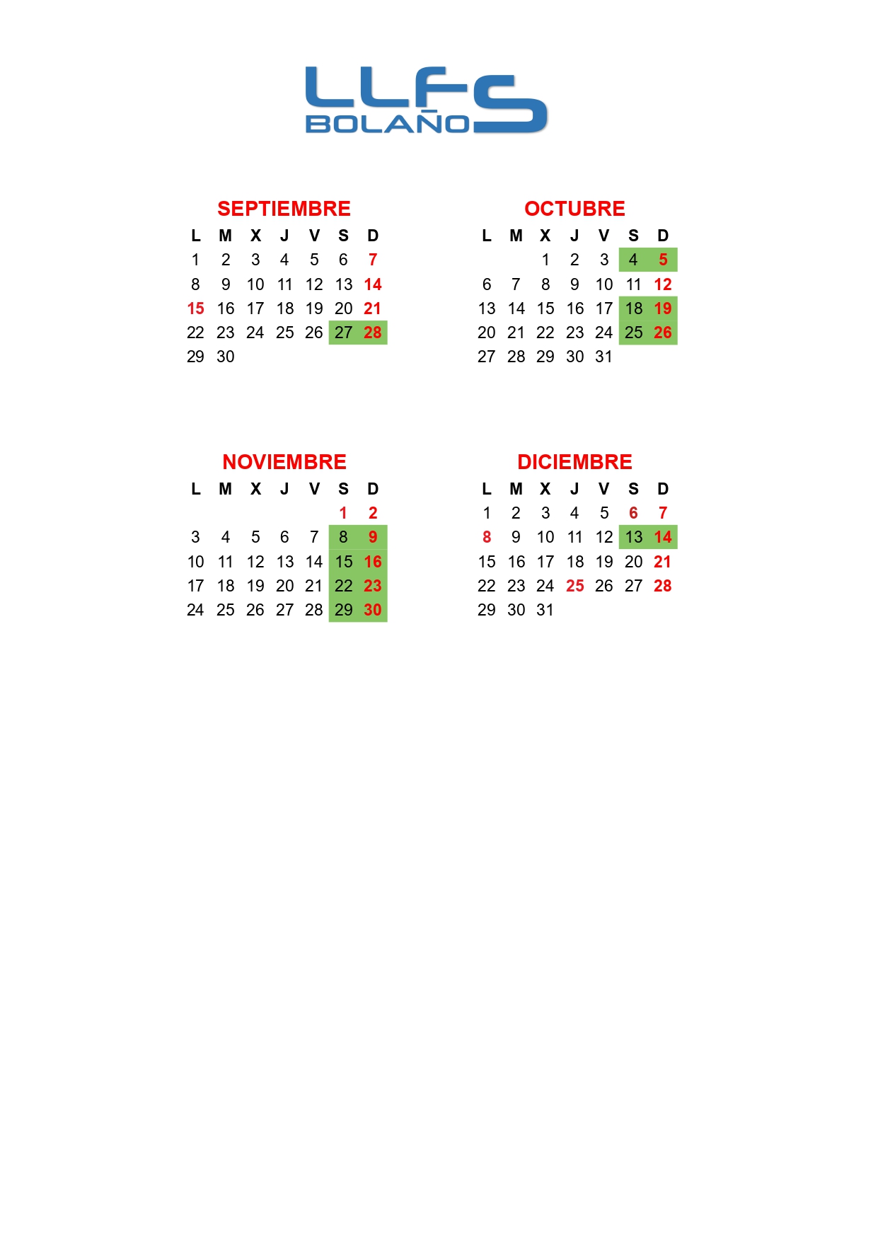 FECHAS 1ª VUELTA